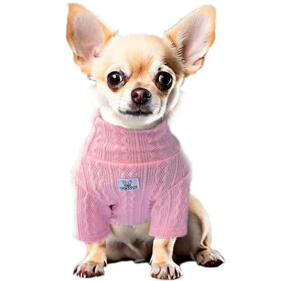 Suéter de Cuello Alto YQYS para Perros Pequeños y Gatitos, Suéter Grueso y Cálido, Ropa para Perros de Taza de Té, Ropa para Cachorros, Ropa para Gatos Lindos, Ropa para Perro Color Rosa Talla Pequeña